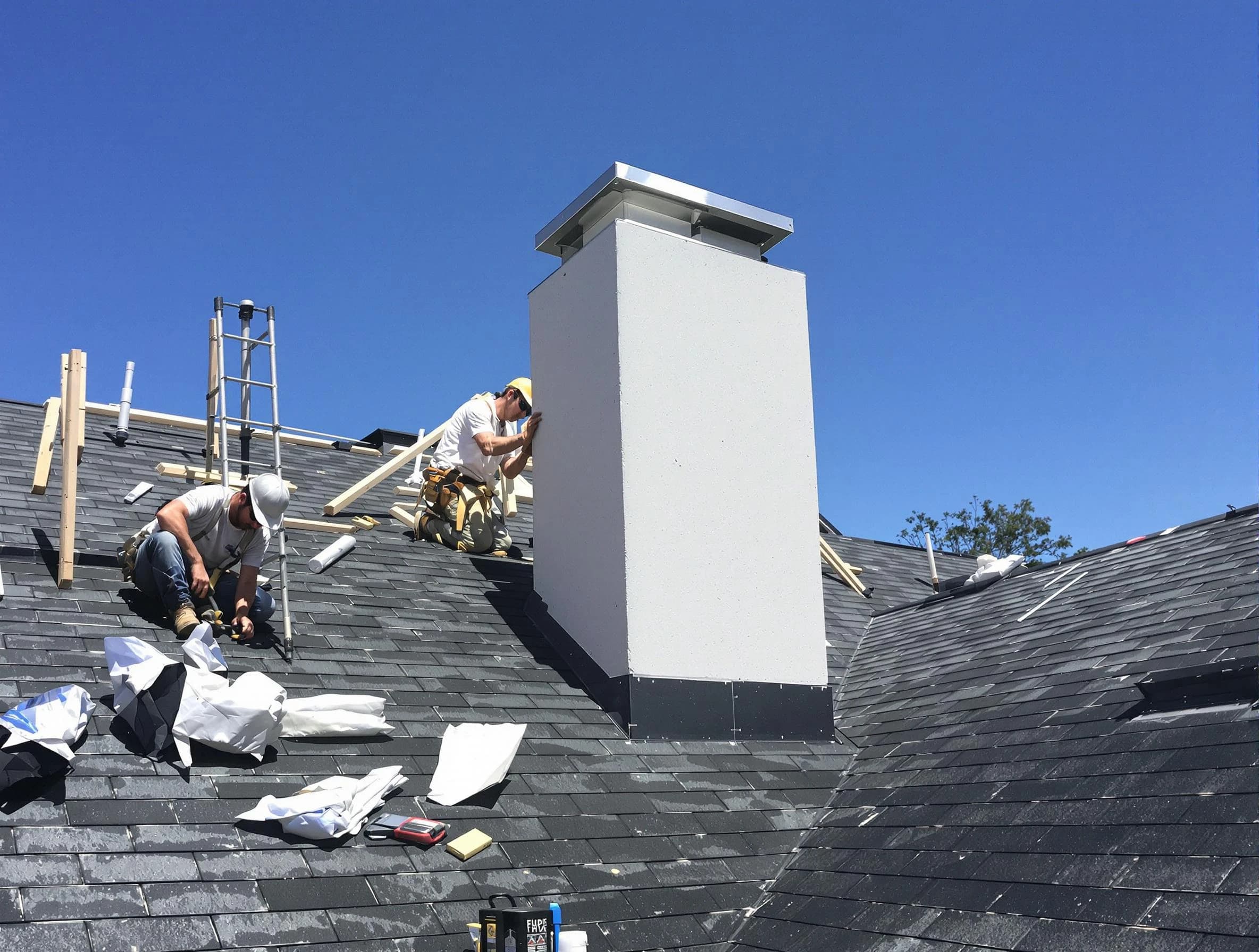 Fairfield Plantation Chimney Sweep crew installing a new chimney in Fairfield Plantation, GA