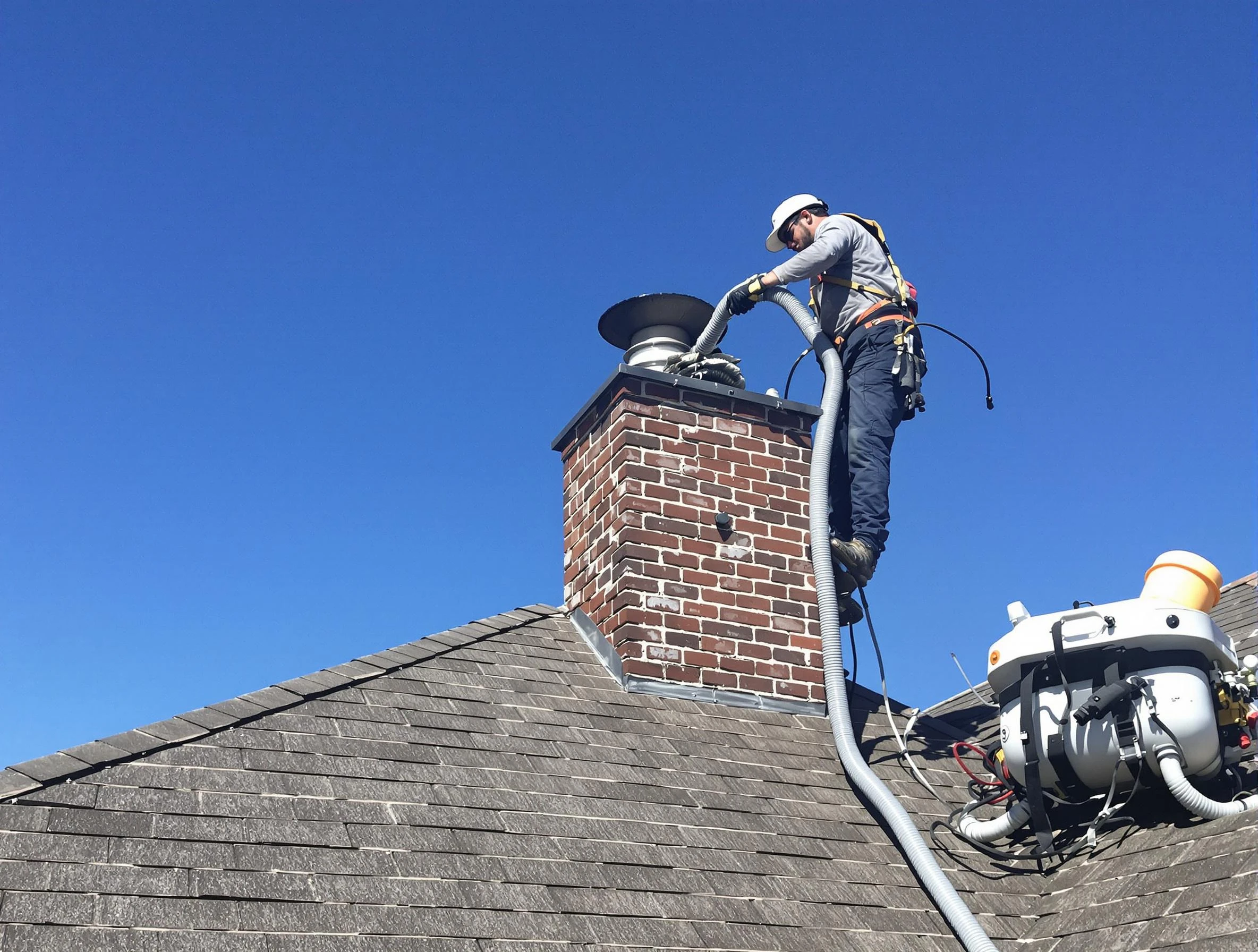 Dedicated Fairfield Plantation Chimney Sweep team member cleaning a chimney in Fairfield Plantation, GA