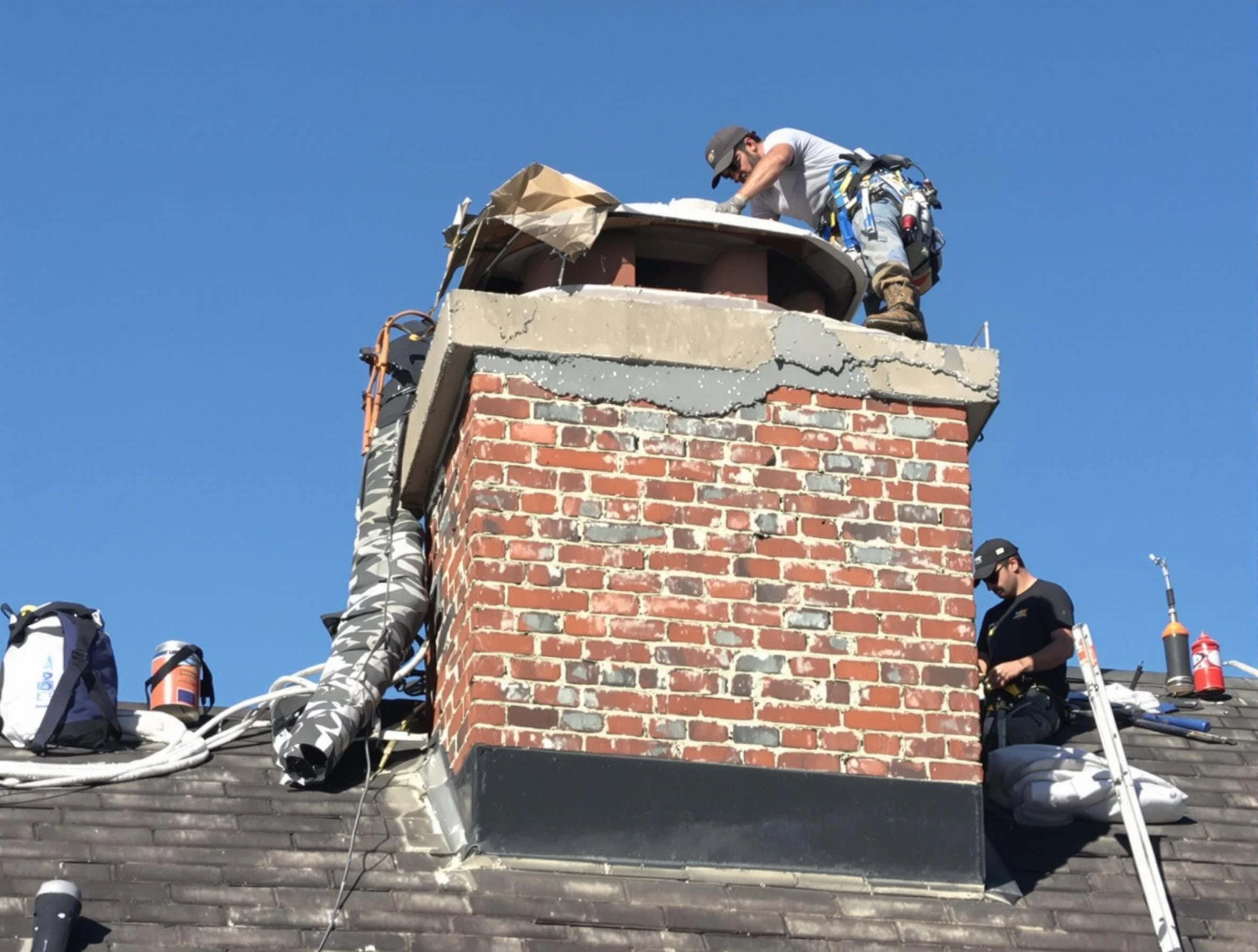 Fairfield Plantation Chimney Sweep installing a custom chimney crown in Fairfield Plantation, GA