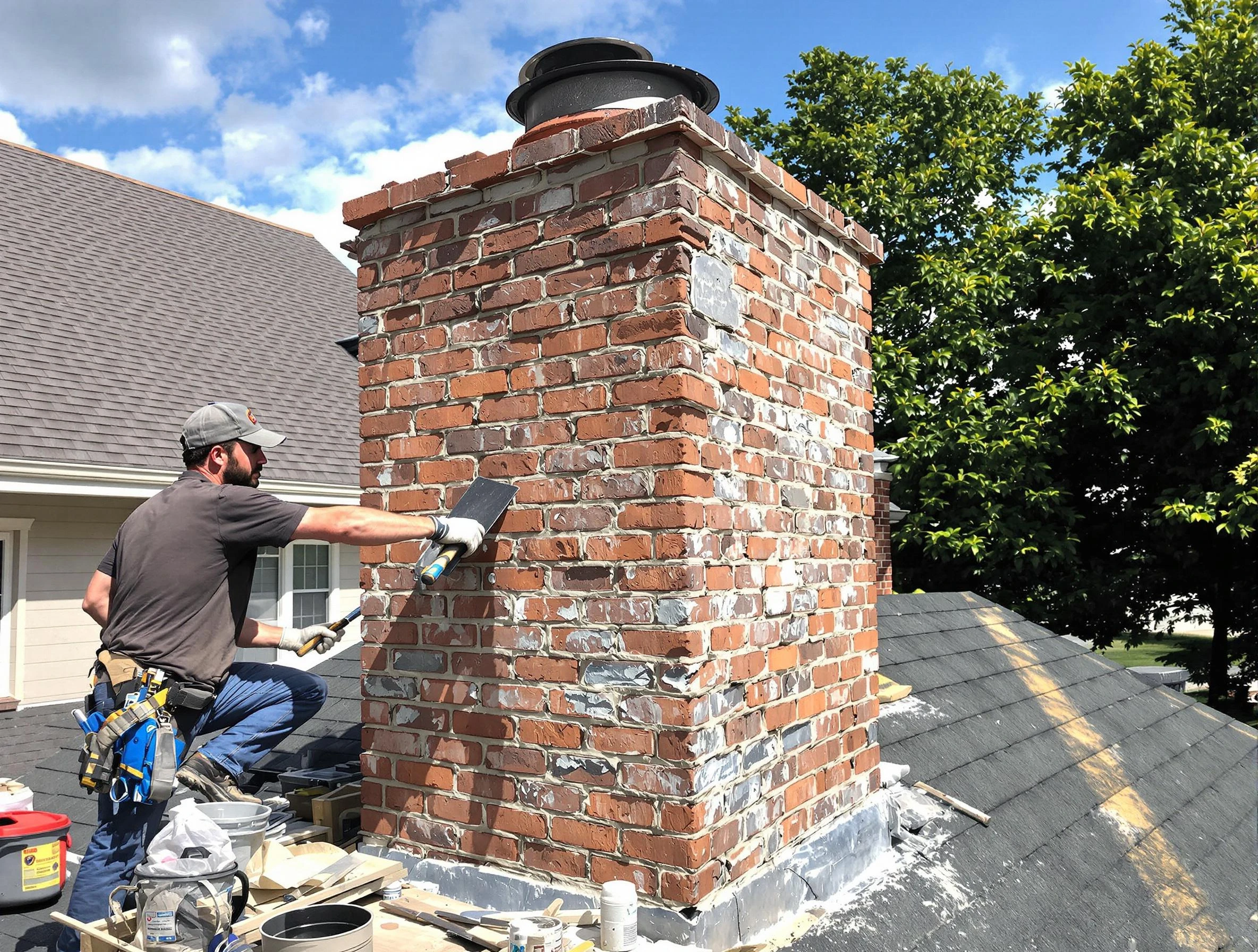 Completed chimney rebuild by Fairfield Plantation Chimney Sweep in Fairfield Plantation, GA