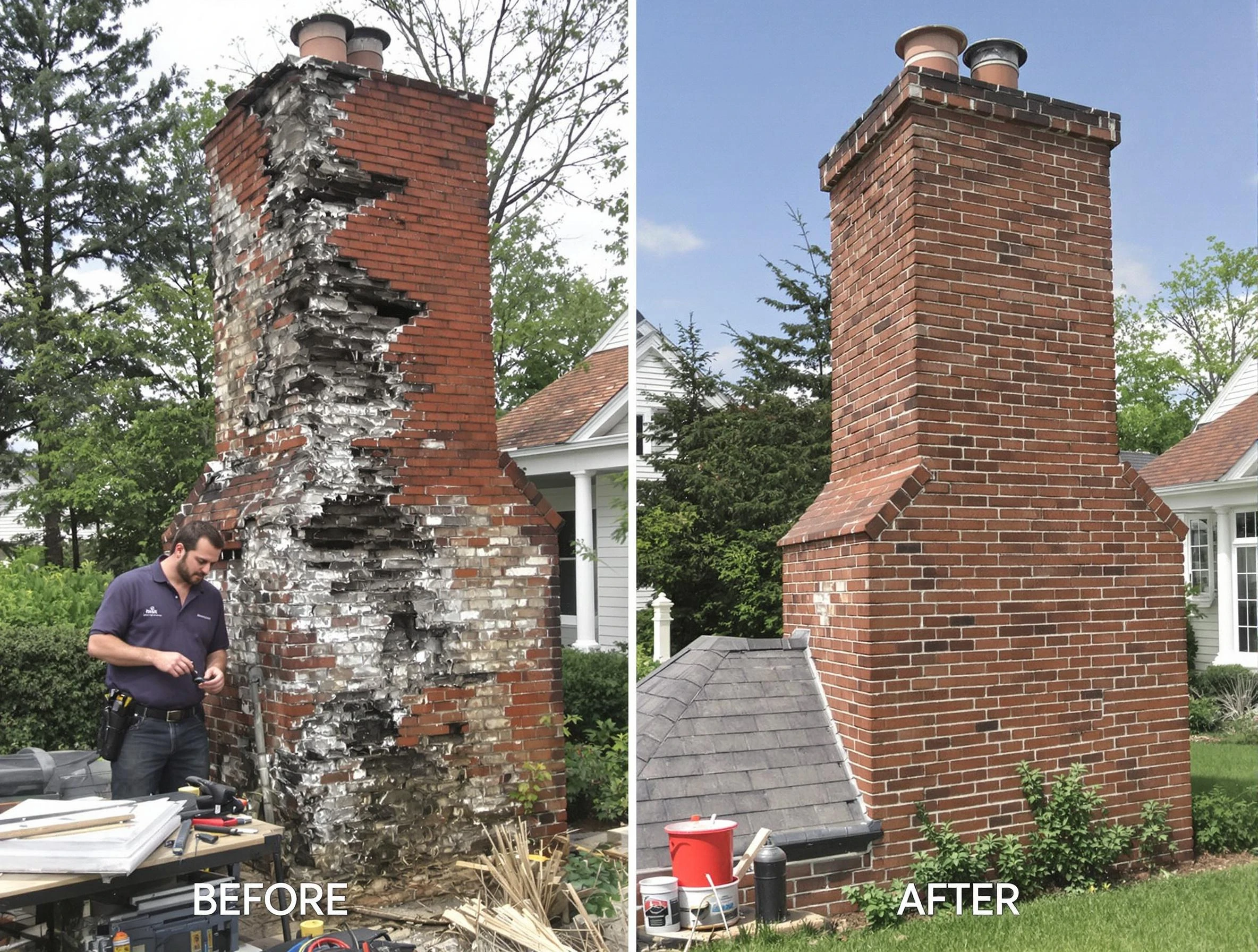 Fairfield Plantation Chimney Sweep performing a full chimney restoration in Fairfield Plantation, GA